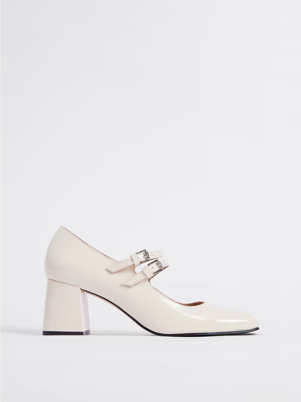 And Other Stories Cream Mary Jane Block Heel Pumps